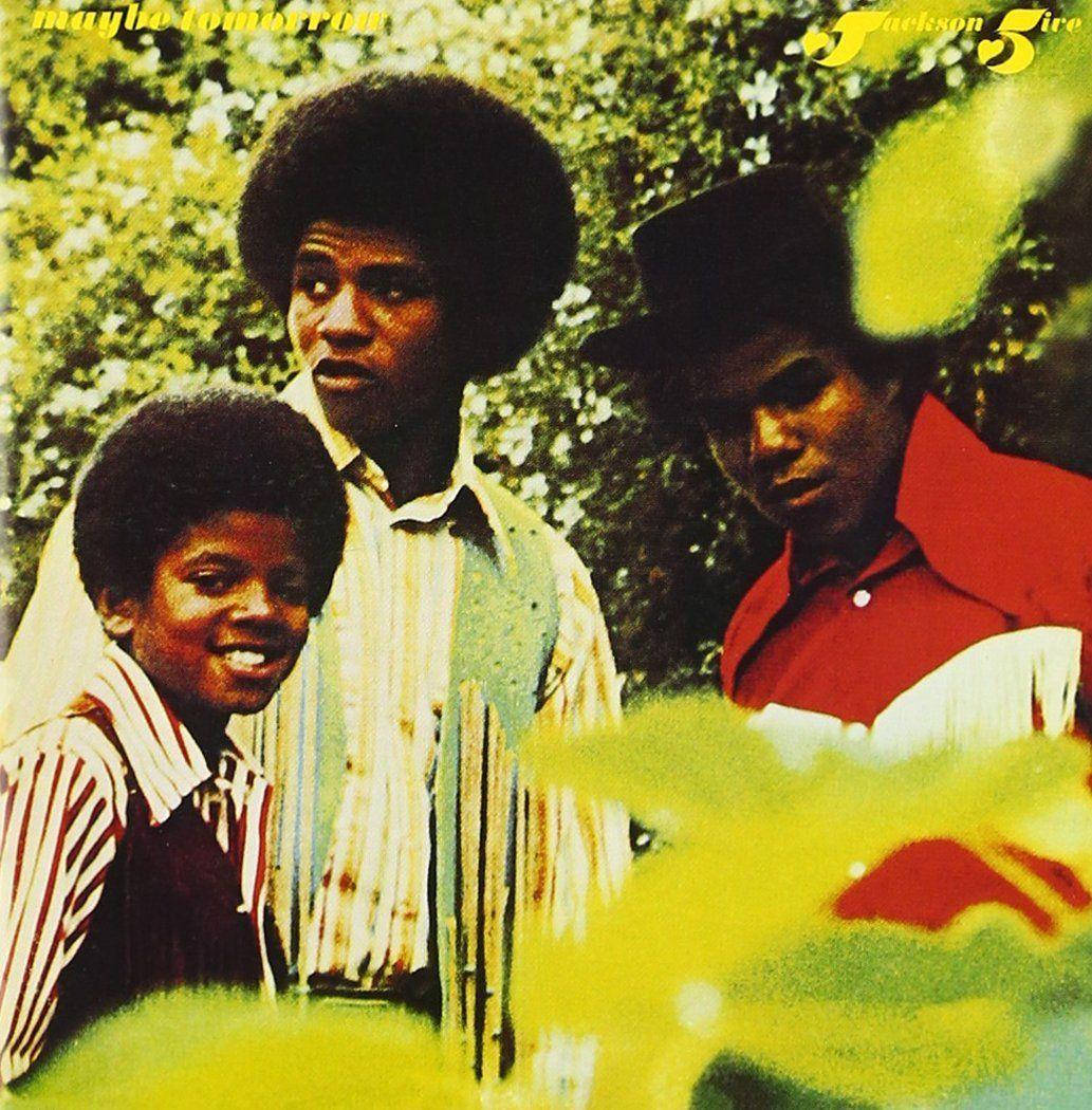 Jackson Five 專輯封面，三位青年男子在花園中穿著1970年代服裝 — 米高積遜 GIF 壁紙