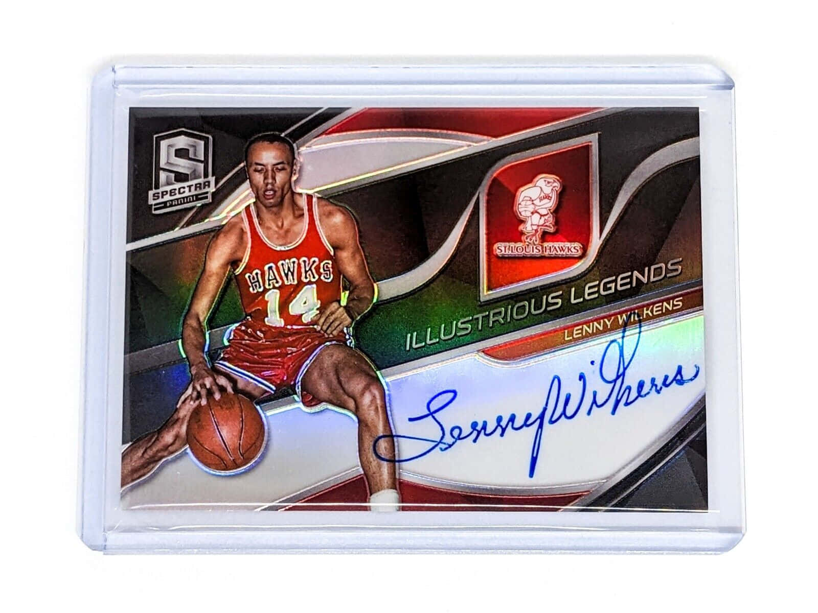 Lenny Wilkens 籃球交易卡，附有簽名和球隊標誌。