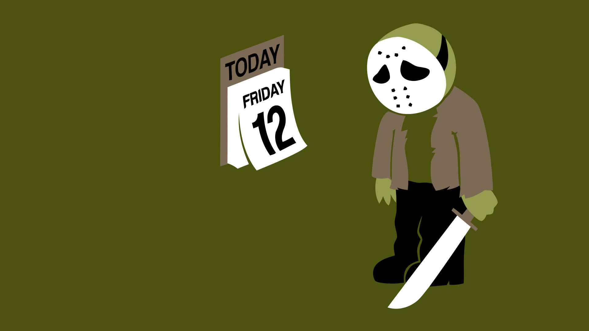 Jason Voorhees 手持砍刀，旁邊有 12 號星期五的日曆。