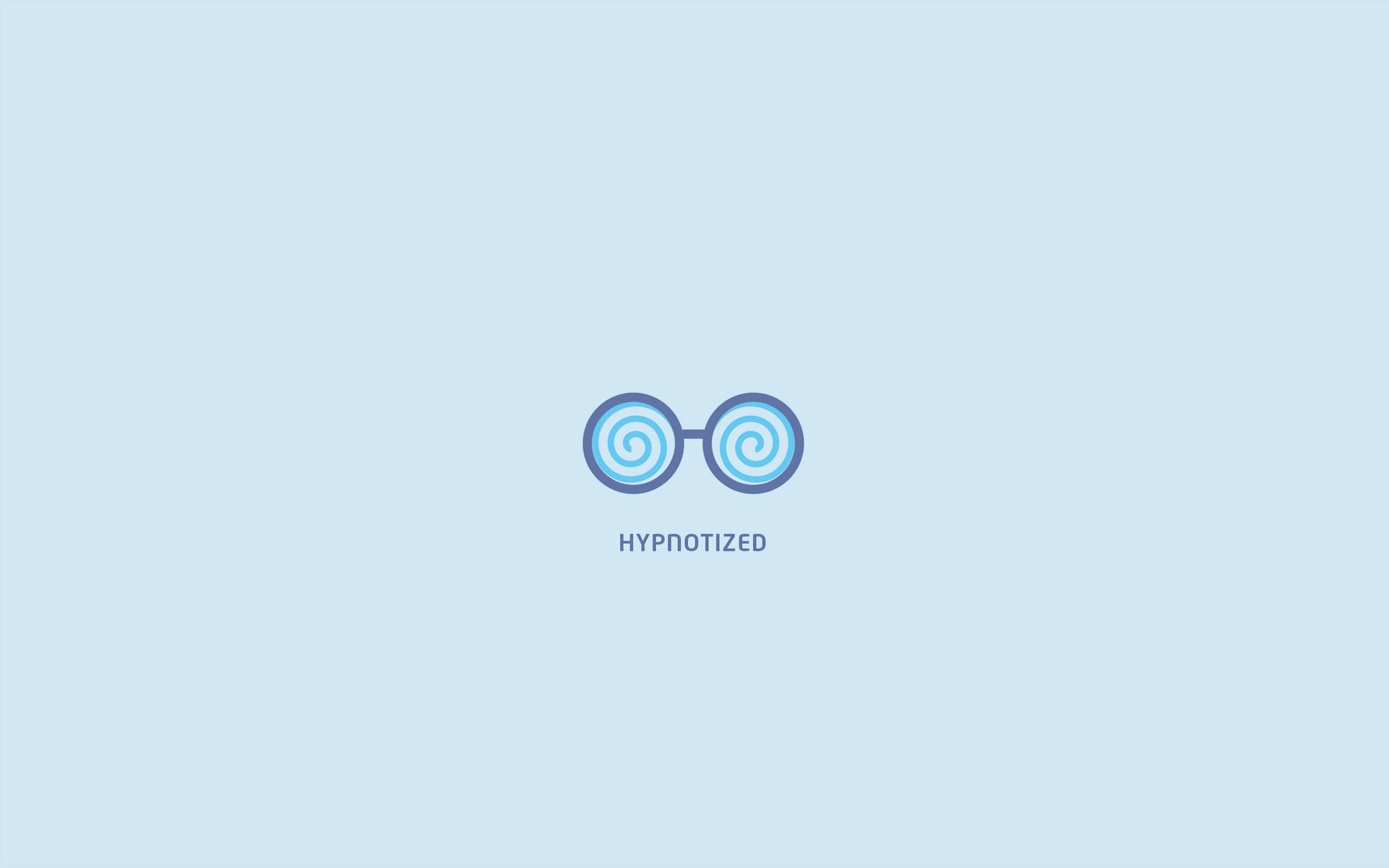 催眠螺旋眼鏡標誌，下方有 hypnotized 字樣，淺藍色背景 — 簡約美學筆電 壁紙