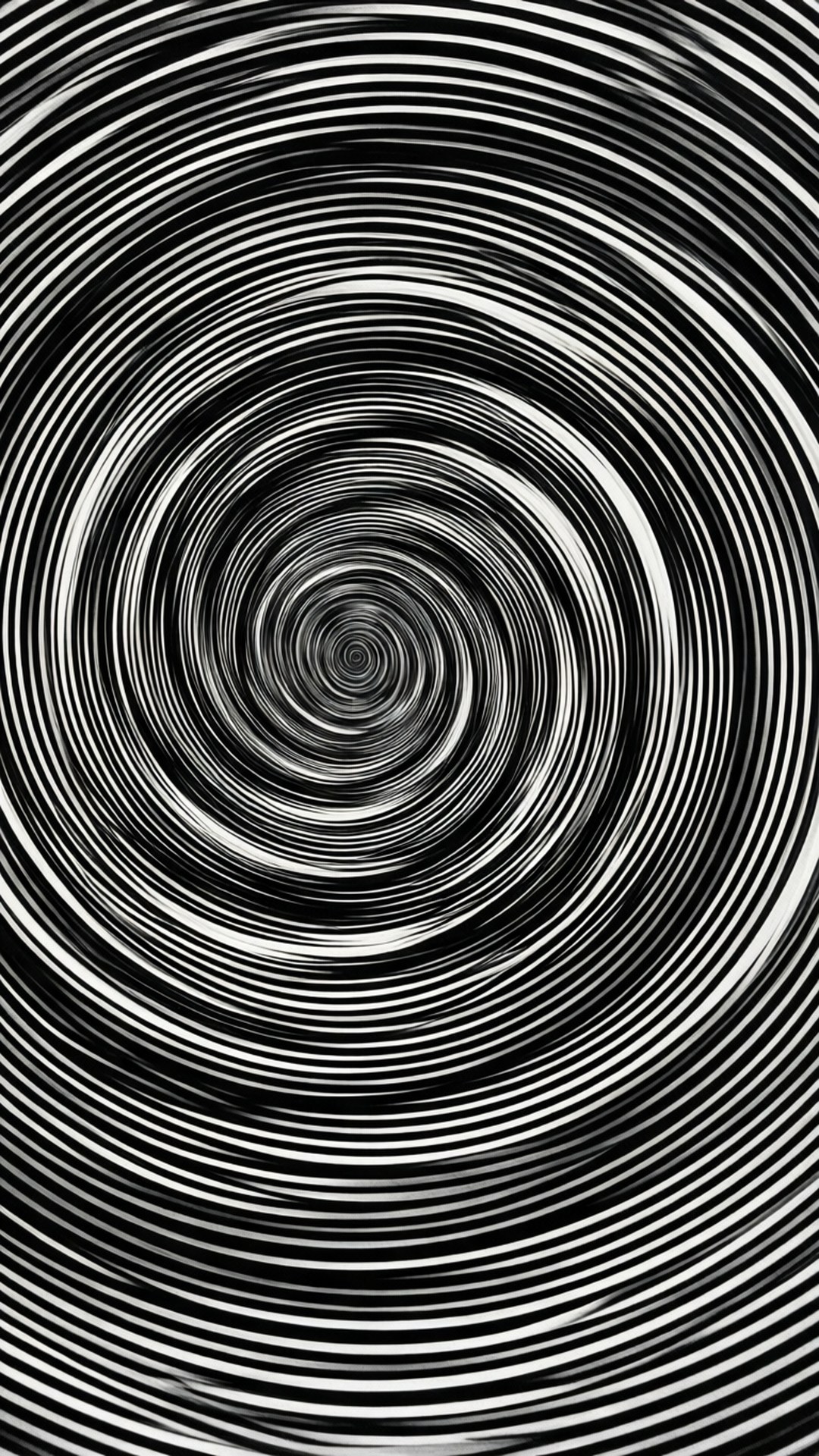 催眠螺旋 壁紙 — 一個催眠的黑白螺旋圖案以同心線向內輻射，形成深層漩渦效果。