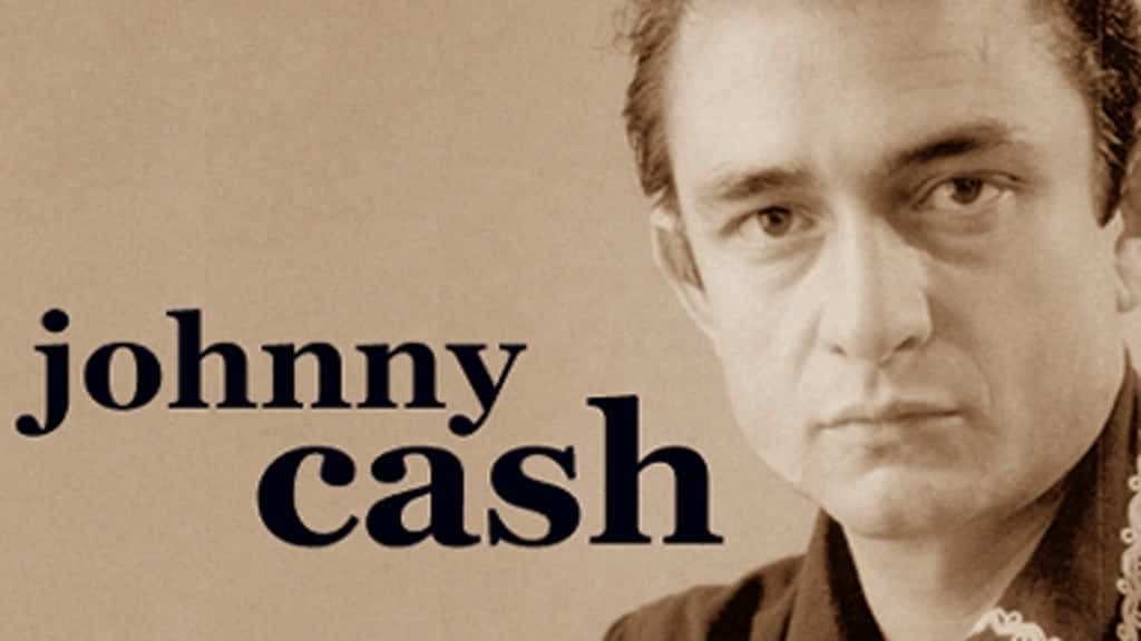 傳奇強尼·卡什 壁紙 — Johnny Cash 嘅肖像，以深褐色調呈現，眼神銳利，加上粗體文字覆蓋。