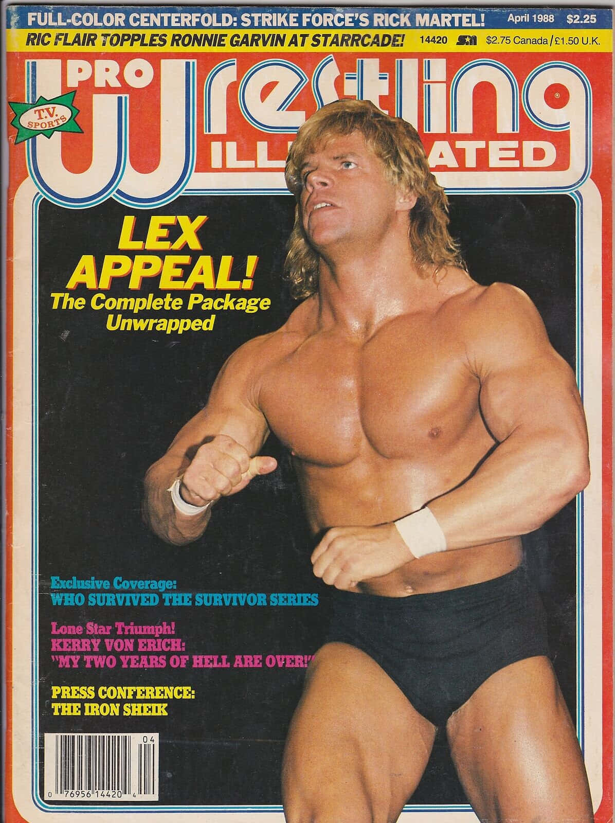 Lex Luger 在復古的 Pro Wrestling Illustrated 雜誌封面上。
