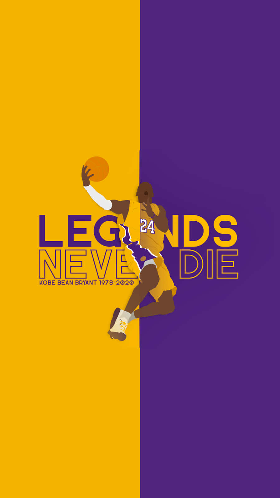 高比·拜仁身穿湖人隊服入樽籃球，附有「Legends Never Die」文字。