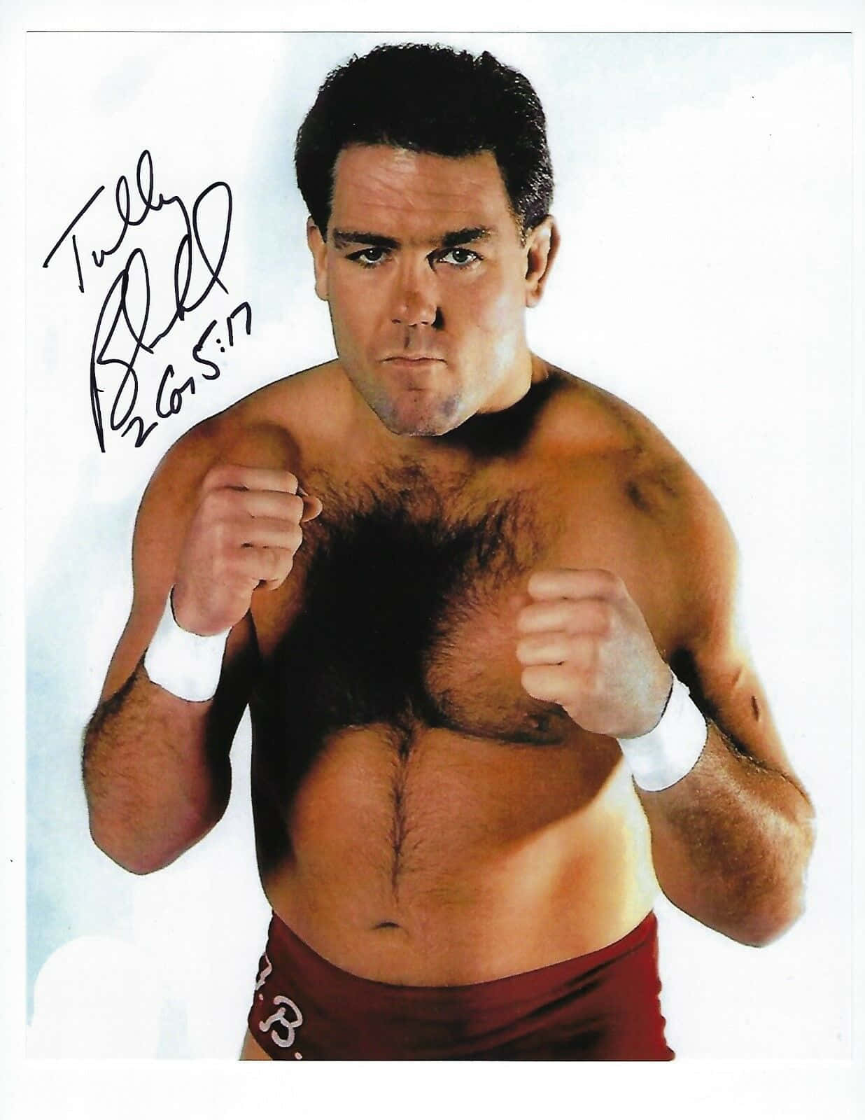 摔角手 Tully Blanchard 的簽名肖像，擺出戰鬥姿勢。
