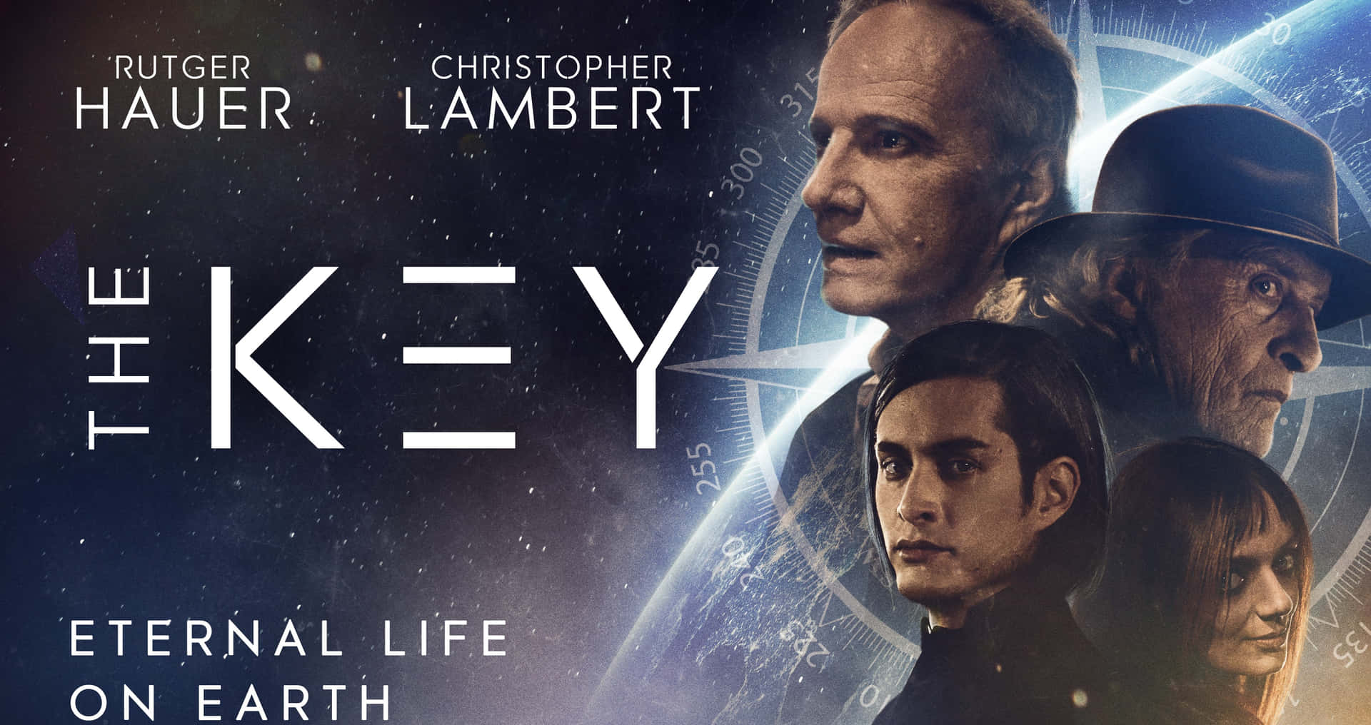 電影《The Key》的海報，由魯特格爾·哈爾和克里斯托弗·蘭伯特主演的太空主題戲劇。