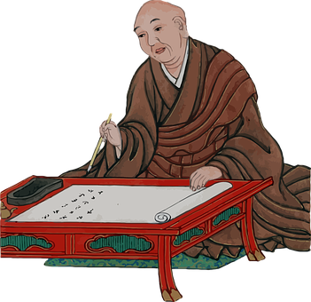 傳統亞洲學者書寫插畫