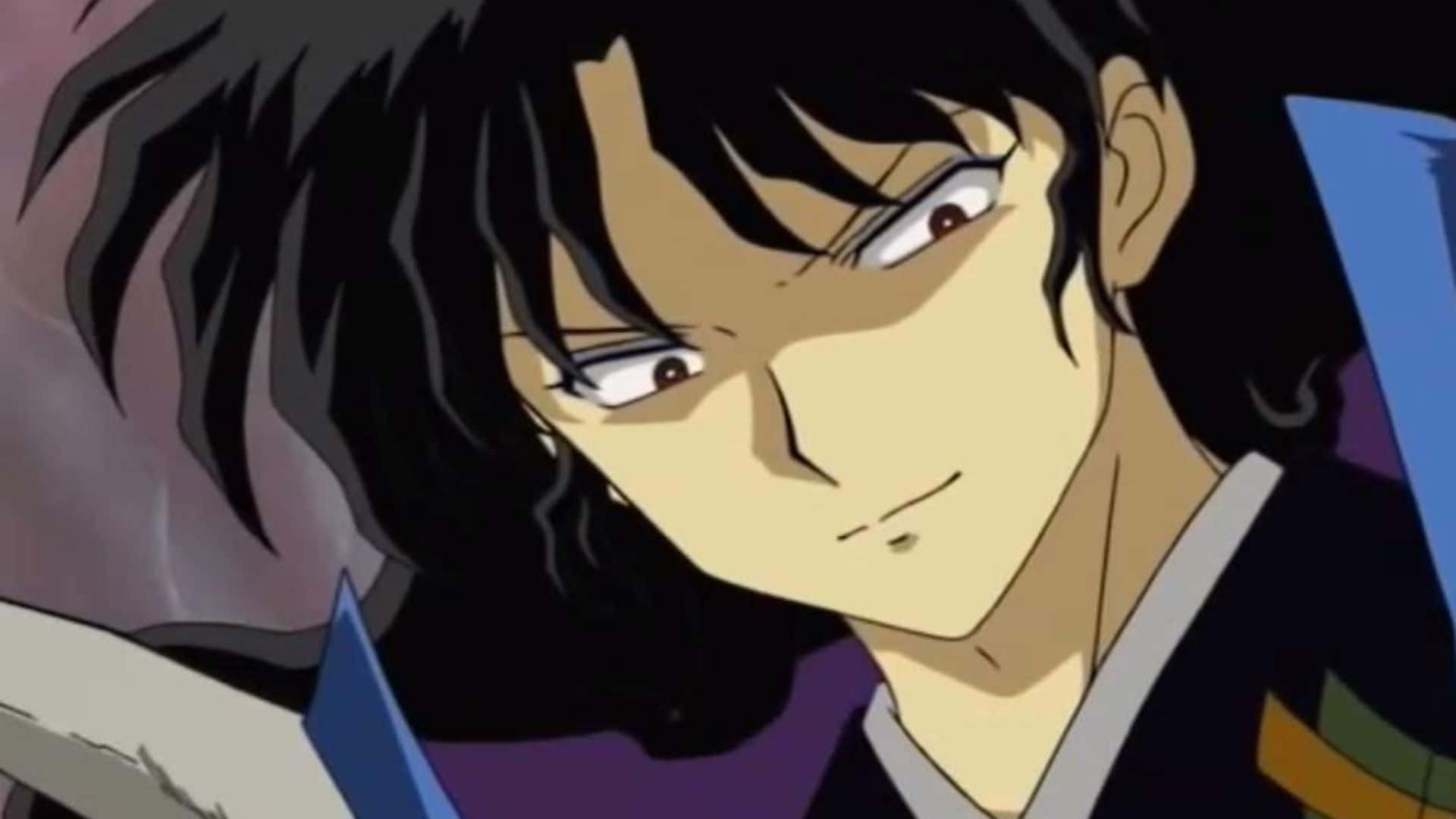 Naraku 桌布 壁紙 — 傳統服飾嘅動漫角色特寫，深色頭髮同銳利眼神。