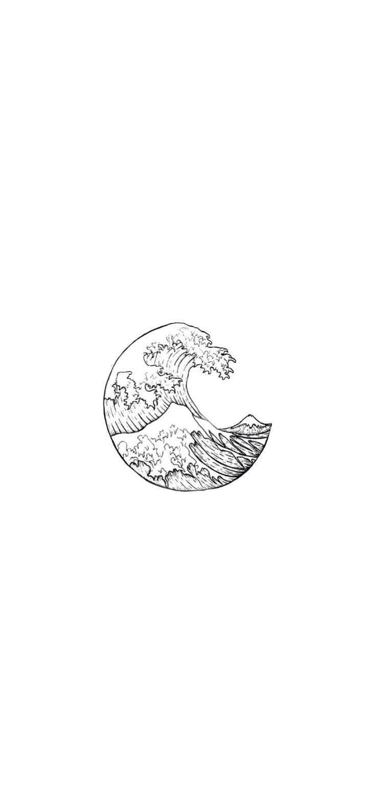 一幅簡單的波浪黑白線條畫。
