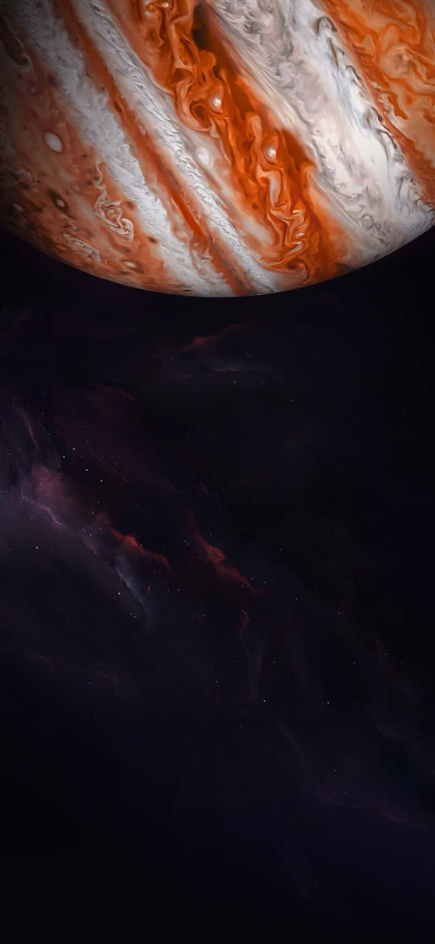 木星在黑暗星雲上方有旋轉的雲層