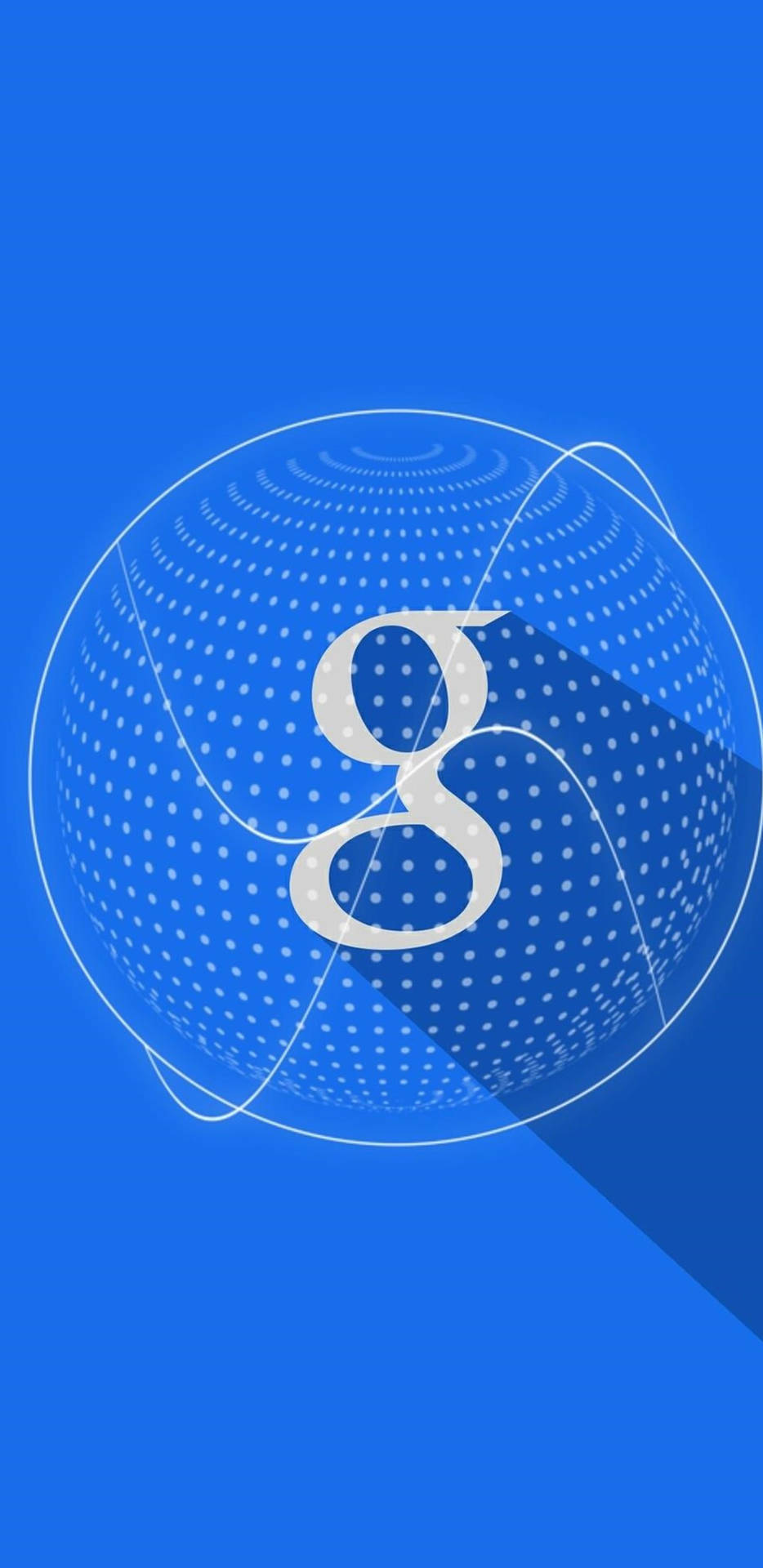 藍色背景上點狀球體內的Google標誌