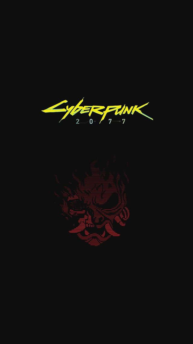 黑色背景上帶有紅色像素骷髏頭的 Cyberpunk 2077 標誌
