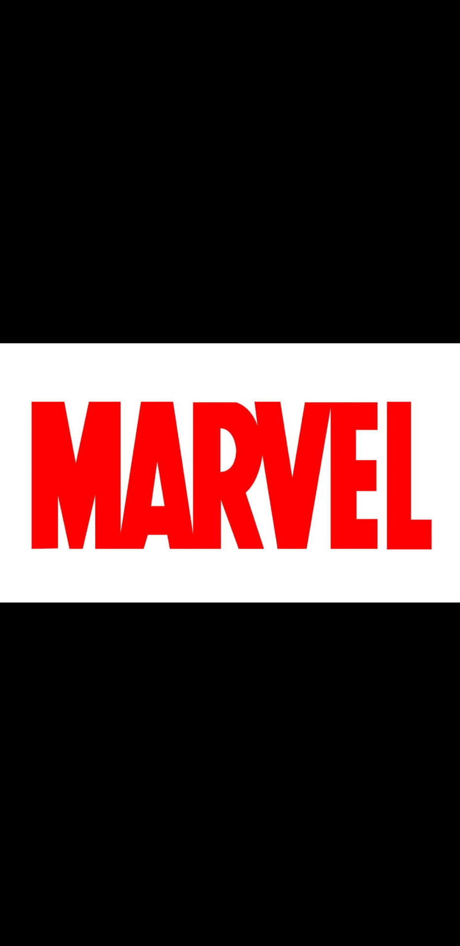 白色背景上帶黑色邊框的紅色Marvel標誌。