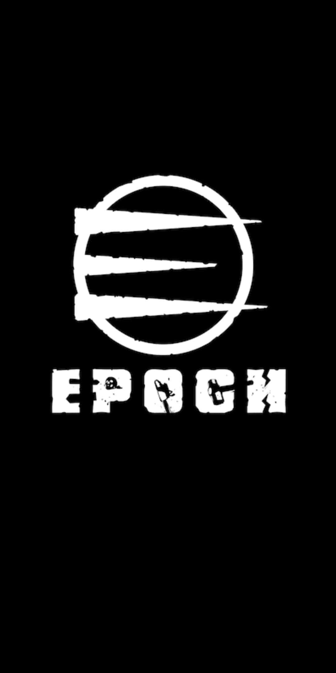 像素3 Dayz Epoch Mod 背景：遊戲標誌 壁紙 — 在純黑色背景上，帶有風格化「E」和「POCH」文字的醒目白色標誌。