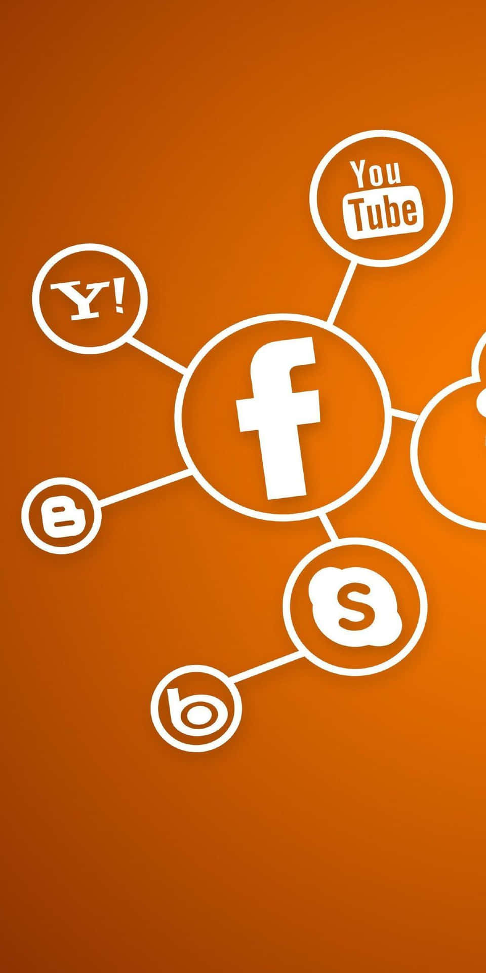 社交媒體圖示在橙色背景上連接到Facebook