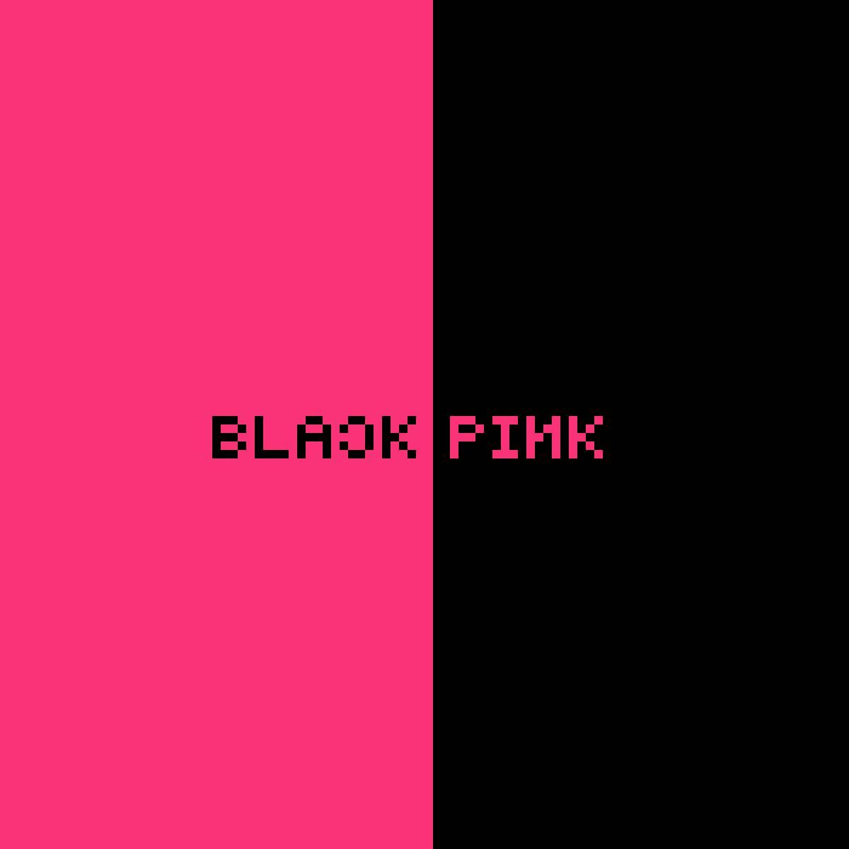 粉紅色和黑色背景上的像素化BLACK PINK標誌