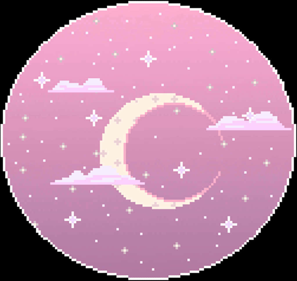 像素化新月與星星 壁紙