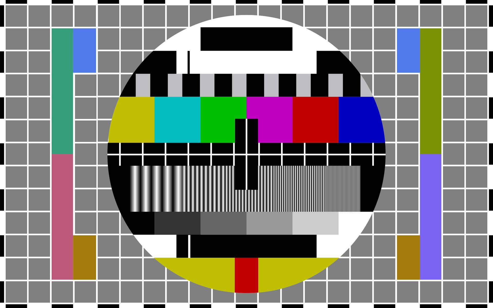 帶有彩色條紋和網格的電視測試圖案