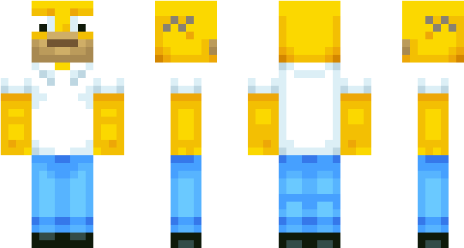 像素化角色演變：荷馬·辛普森 壁紙 — 四個像素化角色，類似於Minecraft風格的荷馬·辛普森，表情各異。