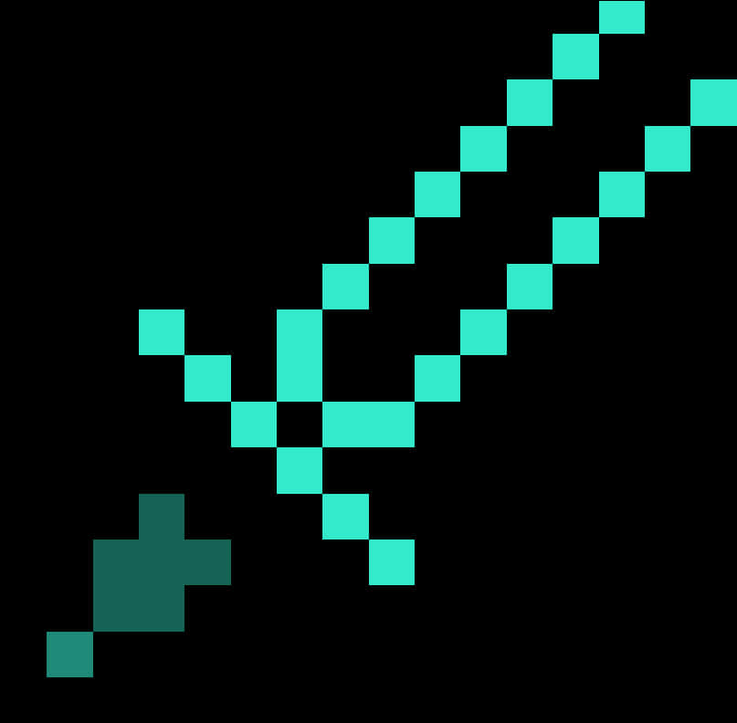 Minecraft 鑽石劍 PNG - 魔法鑽石劍，透明背景 PNG