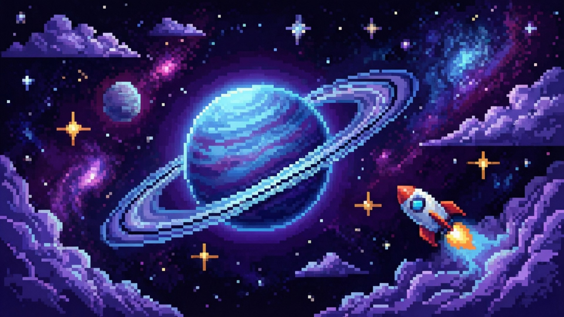像素太空之旅 壁紙