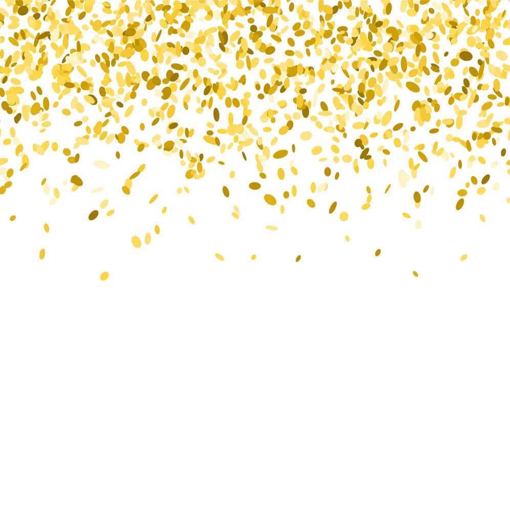 優雅慶祝！ 壁紙 — 金色紙屑以對角線方式灑落在潔白背景上，營造出節日慶祝氣氛。