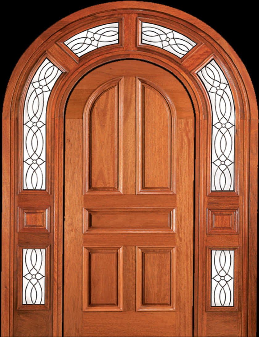 優雅木製拱門玻璃門設計 壁紙