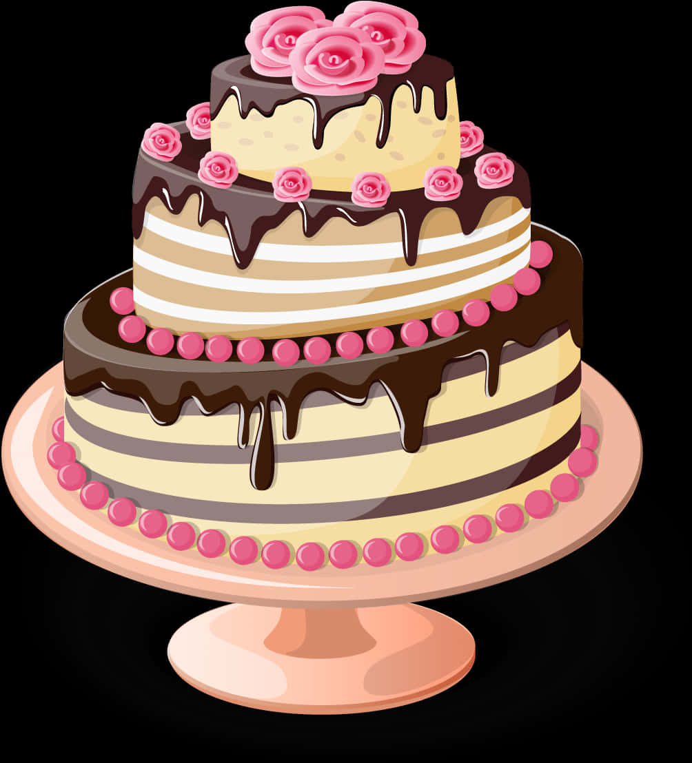 優雅生日蛋糕插圖 壁紙