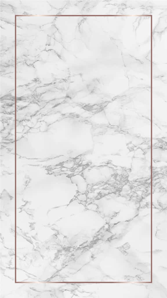 Marble Phone 桌布 壁紙 — 優雅的白色大理石表面帶有灰色紋理，鑲嵌在玫瑰金長方形邊框中。