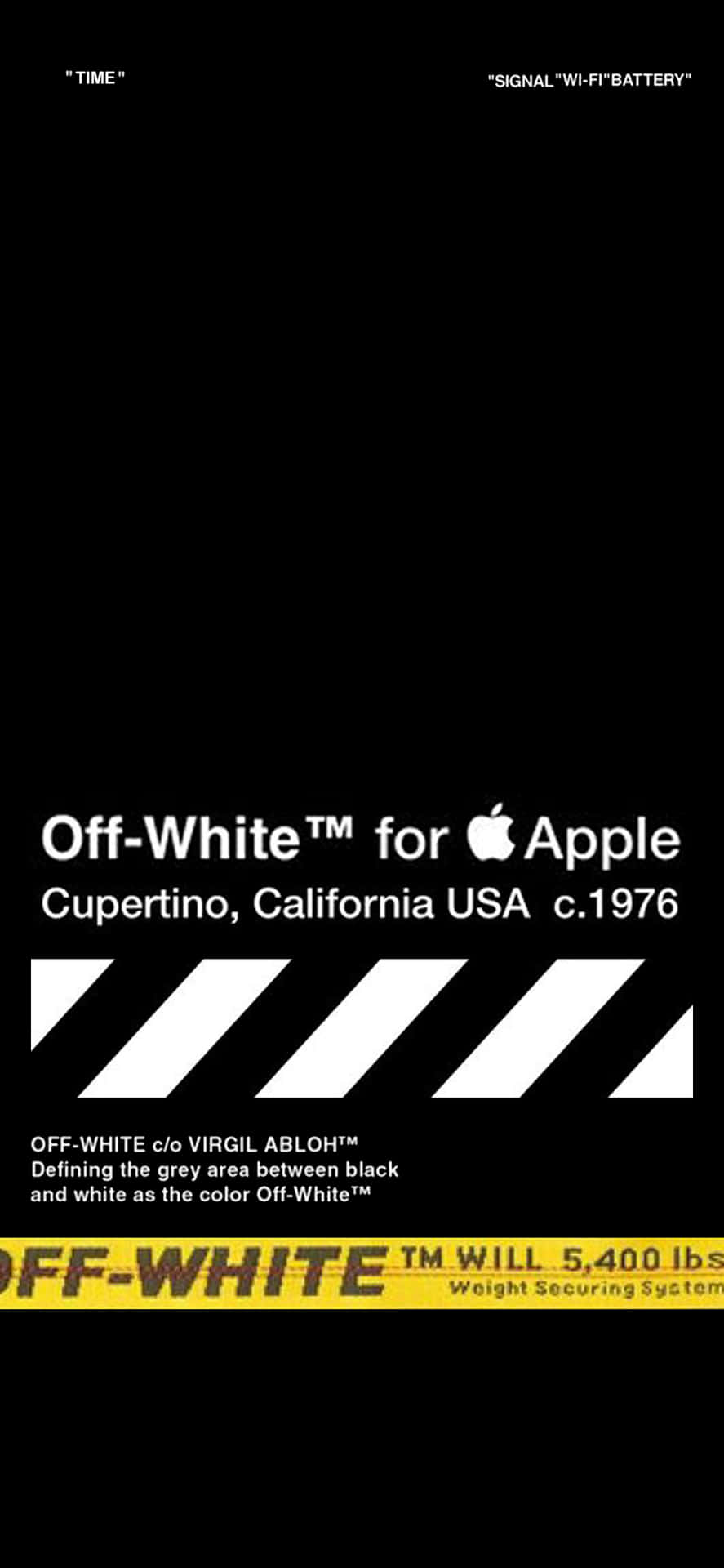 粗體文字和線條推廣Apple用Off-White，主題為1976年加州。