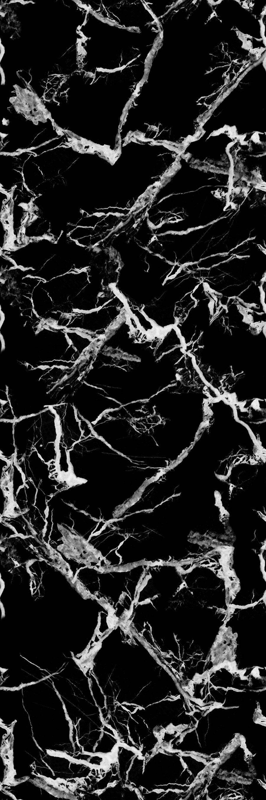 Marble Phone 桌布 壁紙 — 優雅的黑白大理石，大膽的白色紋理以有機圖案流動在表面。