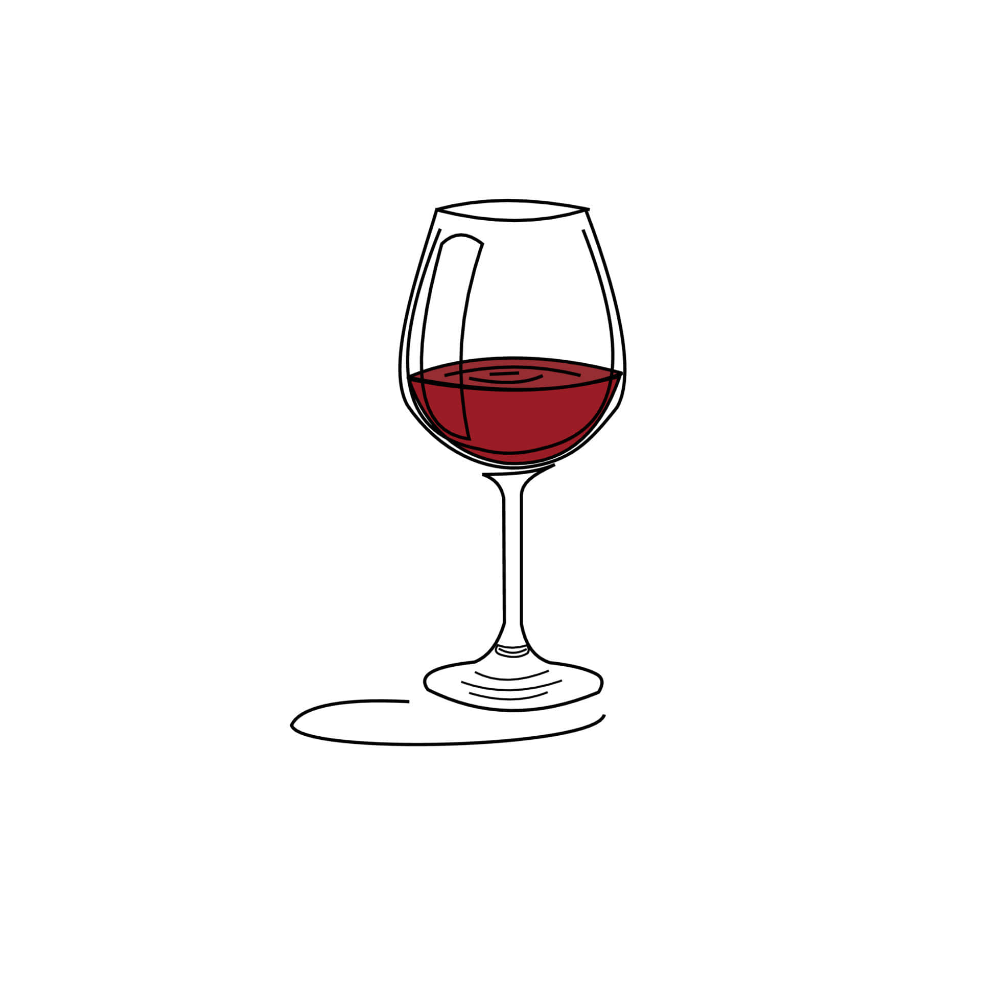 一個簡單的酒杯線條畫，內有紅酒。 — 美學白色動態圖 壁紙