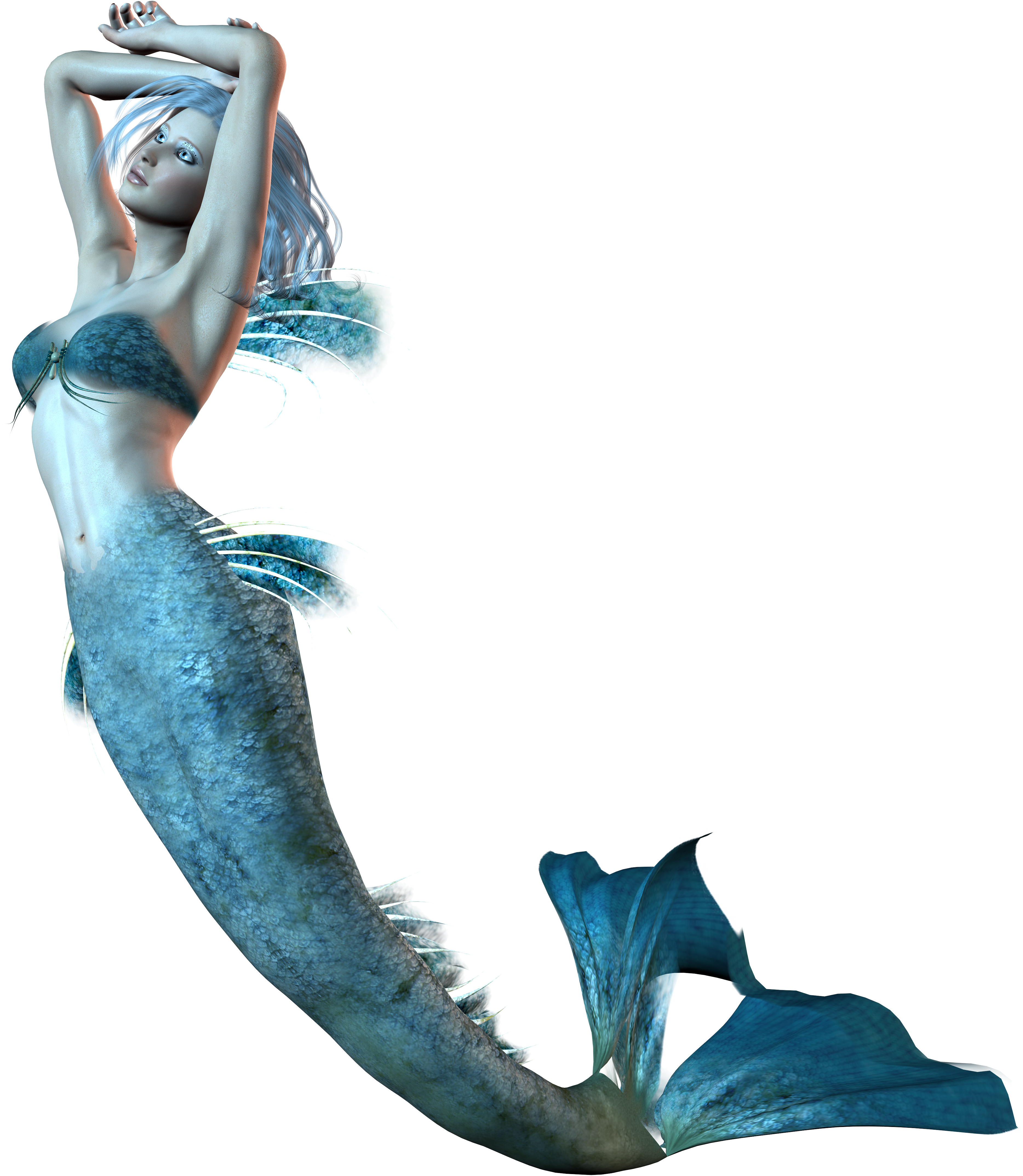 優雅藍色美人魚姿態 壁紙