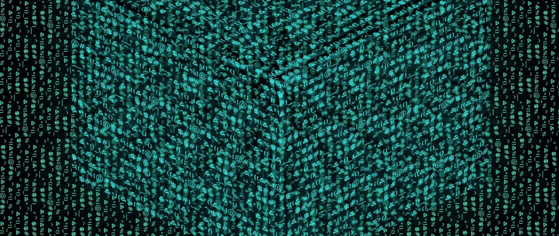 青綠色數字代碼流在黑色背景上以3D透視落下。