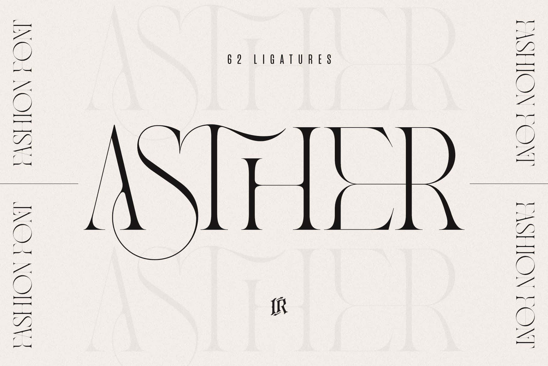 Minimalist Typography 桌布 壁紙 — 優雅黑色襯線字體 'ASTER' 展示於帶紋理的米白色背景上，帶有微妙的連字圖案。