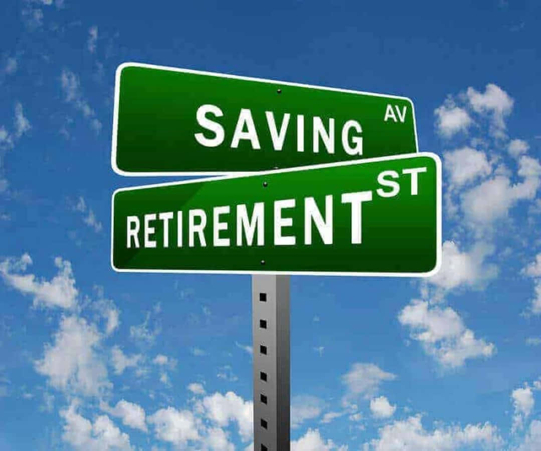 以藍天白雲為背景的Saving Ave和Retirement St路牌。