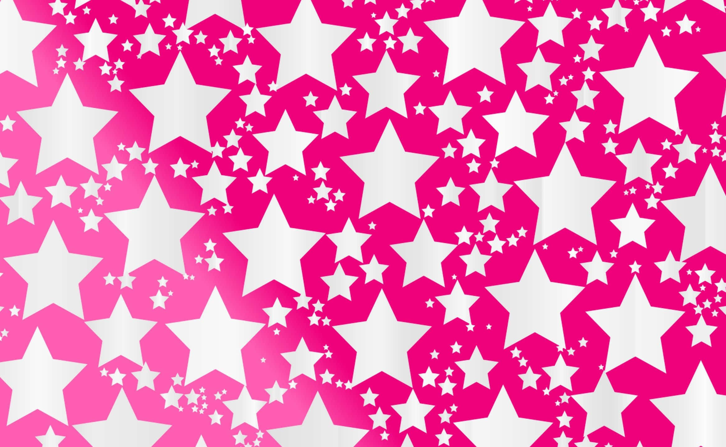 Pink Stars 桌布 壁紙 — 充滿各種大小白色星星的鮮豔粉紅色漸變壁紙。