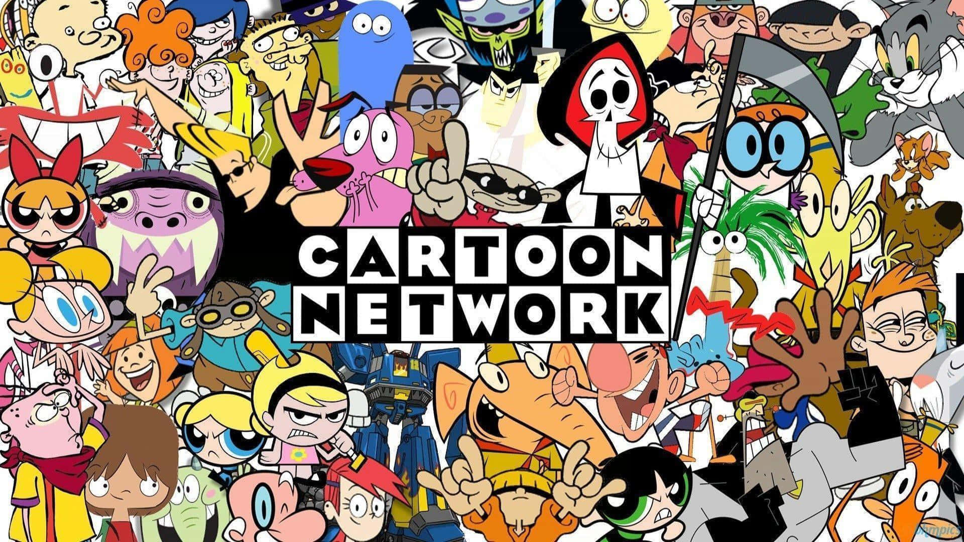 Cartoon Art 桌布 壁紙 — 充滿活力和色彩繽紛表情的標誌性卡通頻道角色拼貼畫。