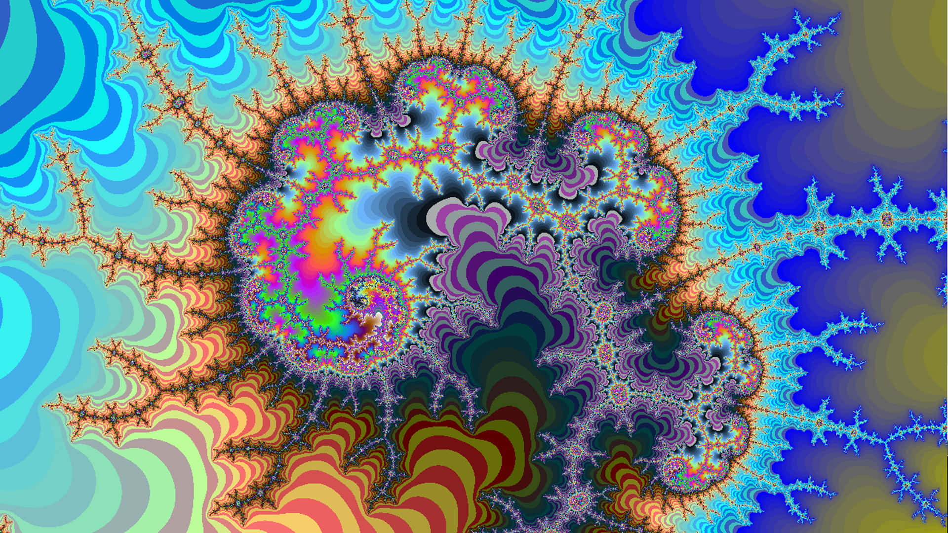 Trippy Art 桌布 壁紙 — 充滿活力的分形圖案以迷幻色彩旋轉，創造出複雜而迷人的數位藝術作品。