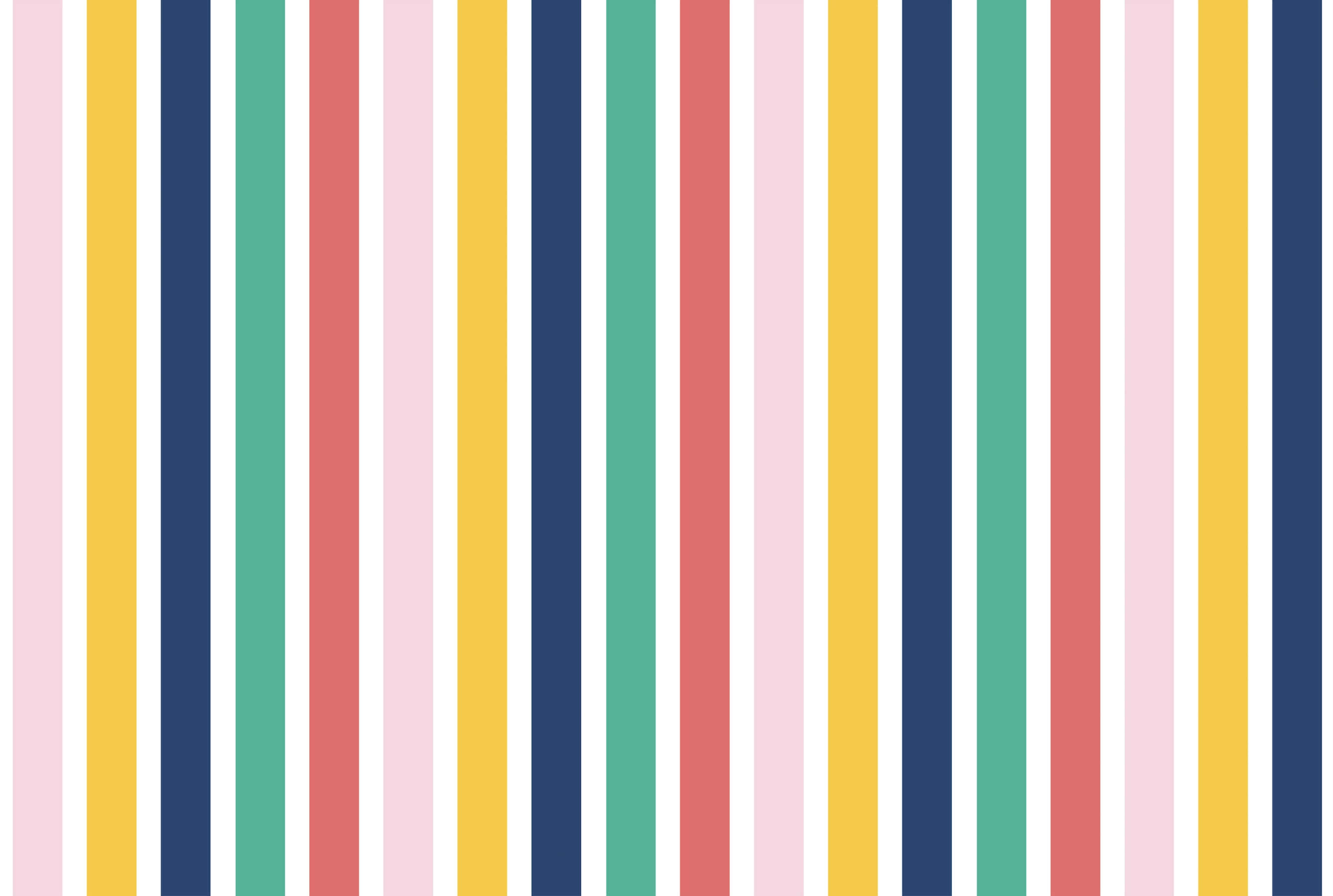 Stripes 桌布 壁紙 — 充滿活力的垂直條紋，採用粉彩粉紅、黃色、藍綠色、珊瑚色和海軍藍，營造出歡快的重複圖案。