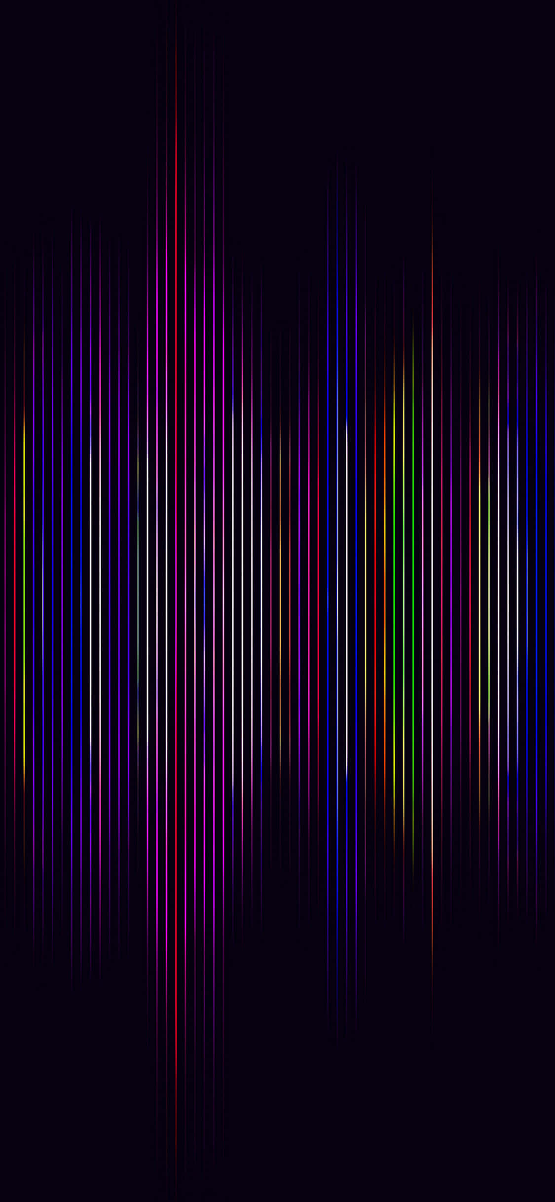 Minimalist Colorful 桌布 壁紙 — 充滿活力的垂直霓虹線條在深黑色背景上脈動，營造出未來感的數位抽象圖案。