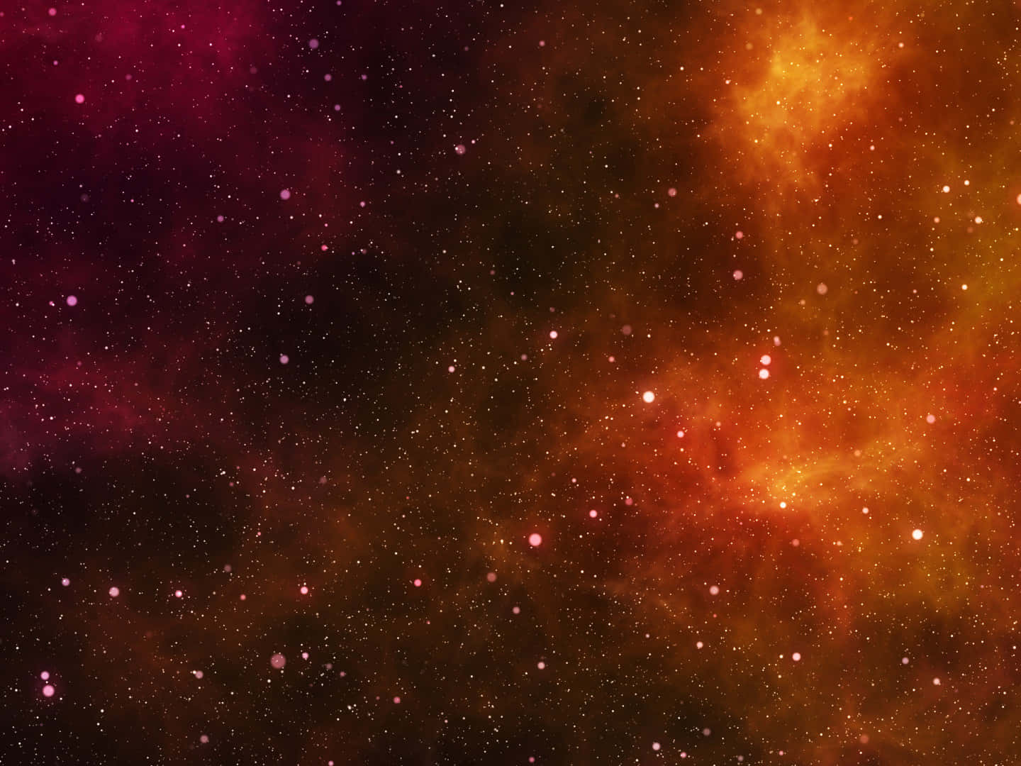 Cool Orange 桌布 壁紙 — 充滿活力的宇宙星雲，帶有旋轉的洋紅色和橙色雲朵，點綴著閃爍的星星，映襯著黑暗的虛空。