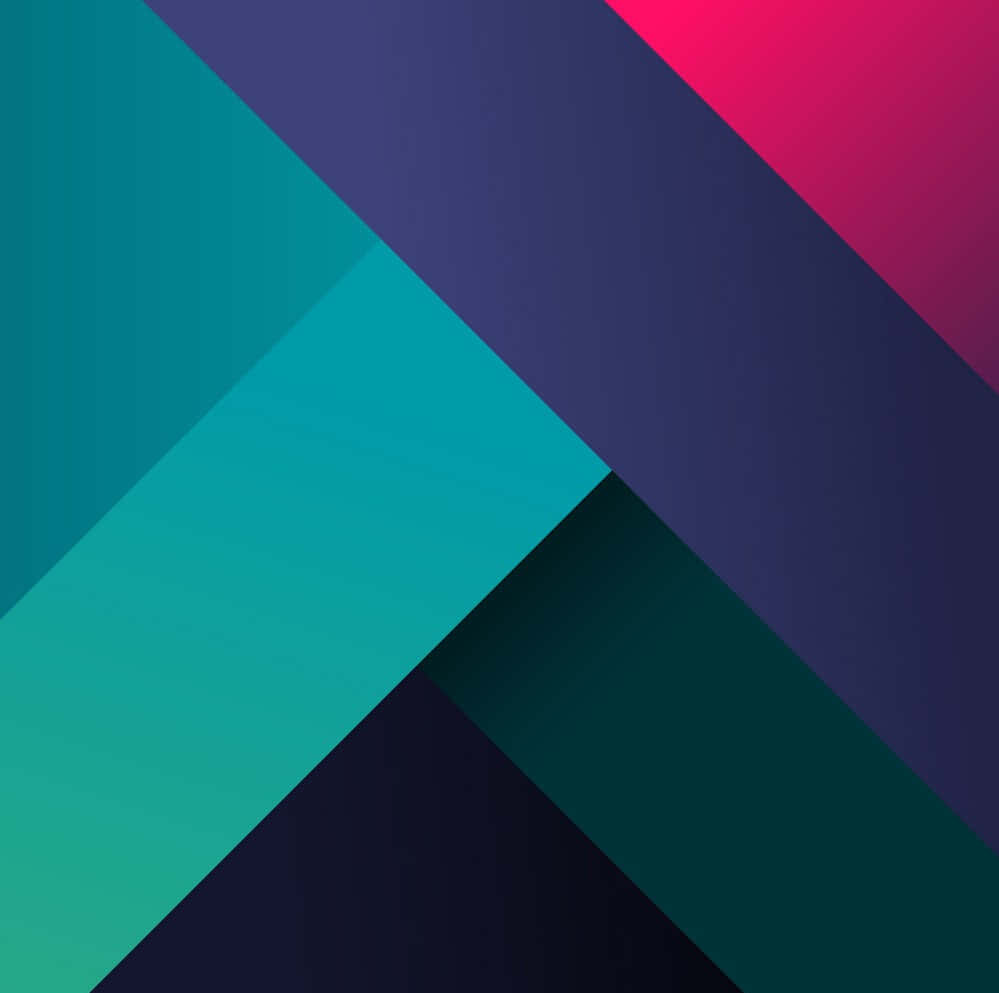 Material Design 桌布 壁紙 — 充滿活力的幾何圖案牆紙，採用青綠色、紫色和洋紅色的粗體對角線條，營造出現代抽象構圖。