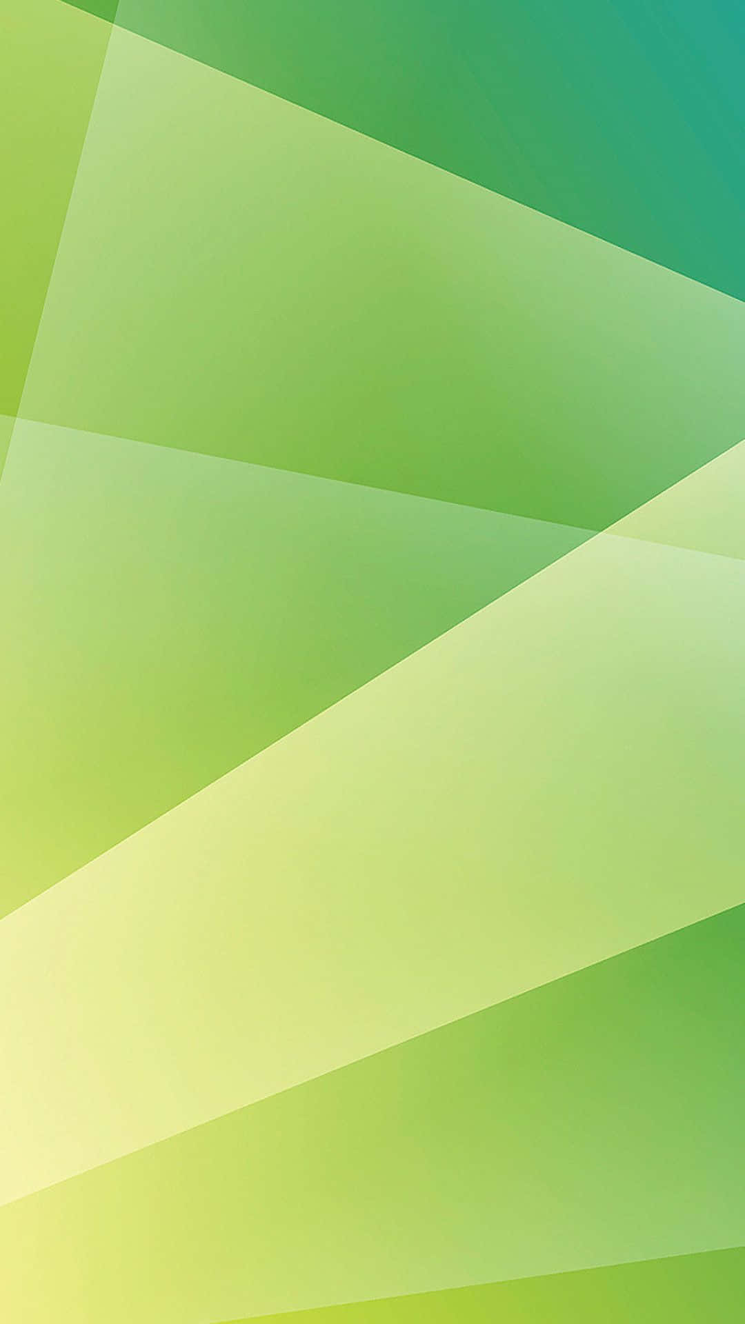 Green Geometric 桌布 壁紙 — 充滿活力的幾何漸變，青檸色和藍綠色形狀沿對角線流過畫面。