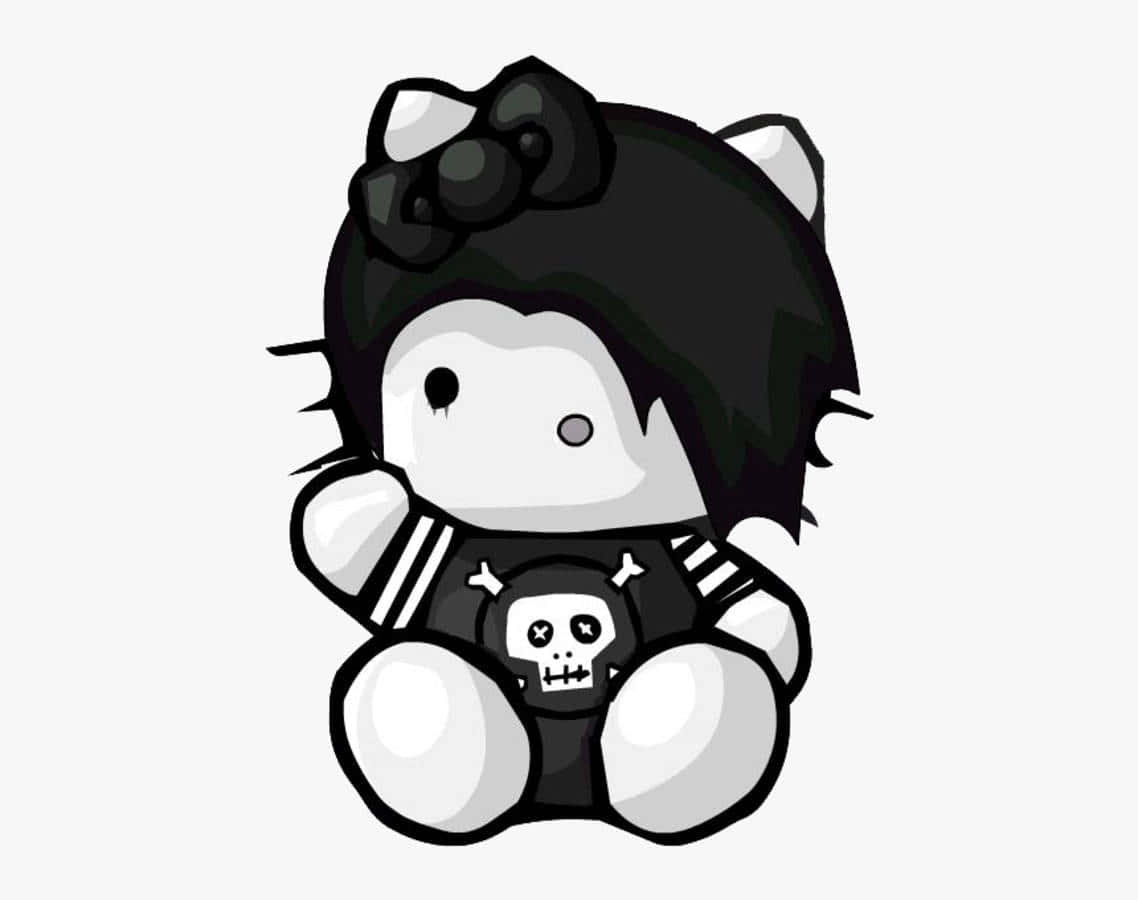 哥德Q版Hello Kitty，尖刺頭髮、骷髏衫和蝴蝶結
