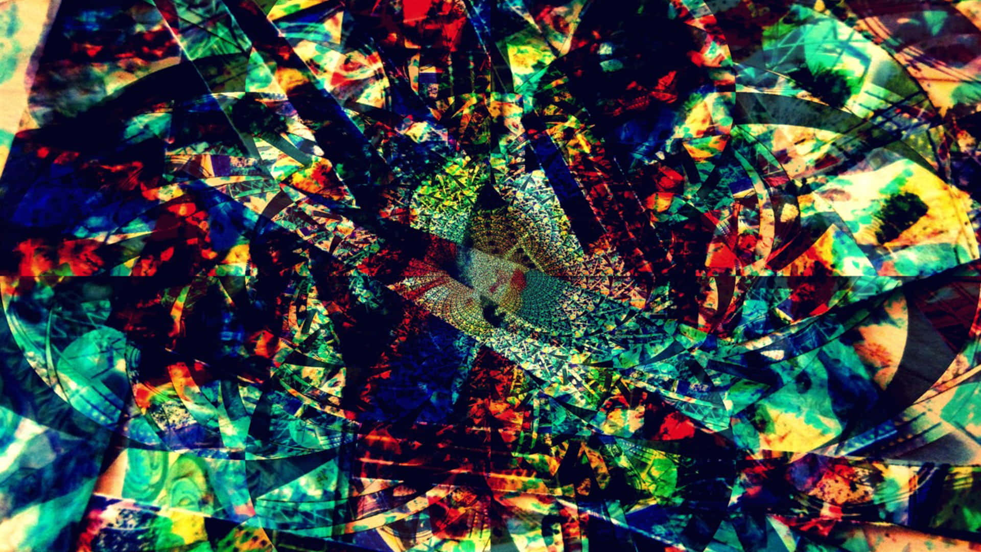 Trippy Art 桌布 壁紙 — 充滿活力的抽象分形圖案在動態數位畫布上以萬花筒般的色彩爆炸開來。