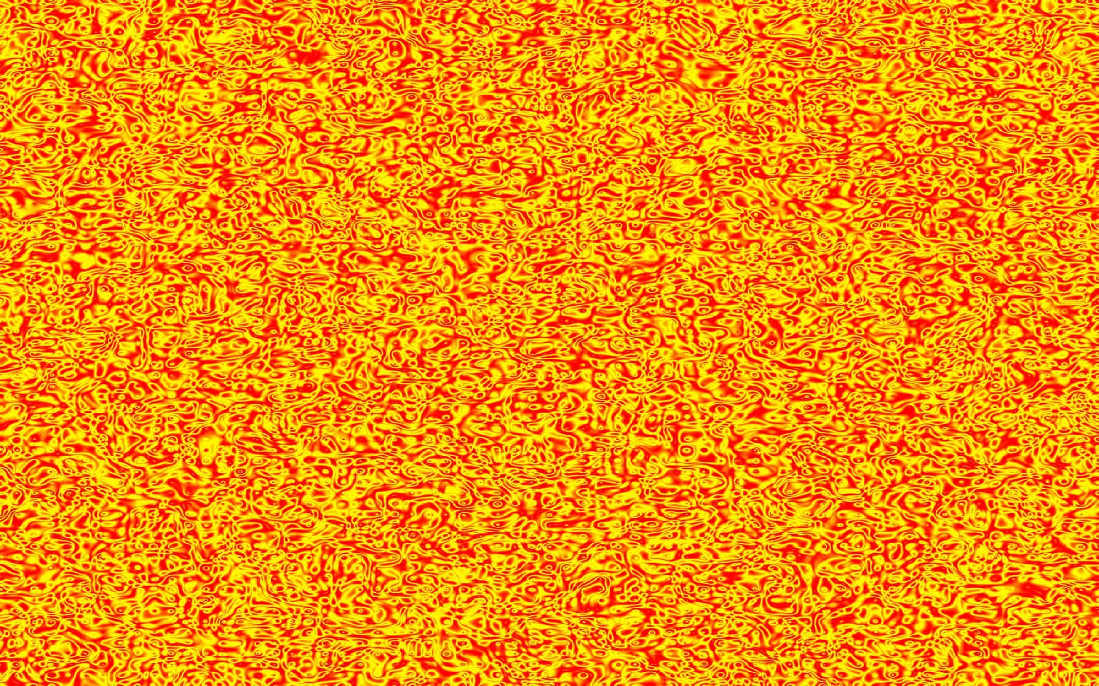 Orange And Yellow 桌布 壁紙 — 充滿活力的抽象圖案，由旋轉的橙色和黃色火焰組成，帶有粗黑的輪廓。