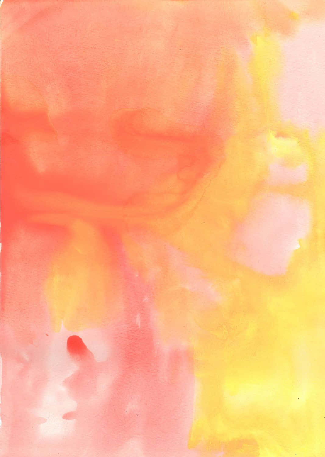 Yellow Painting 桌布 壁紙 — 充滿活力的抽象水彩洗滌將珊瑚桃色和金色黃色融合在柔和的流動漸變中。