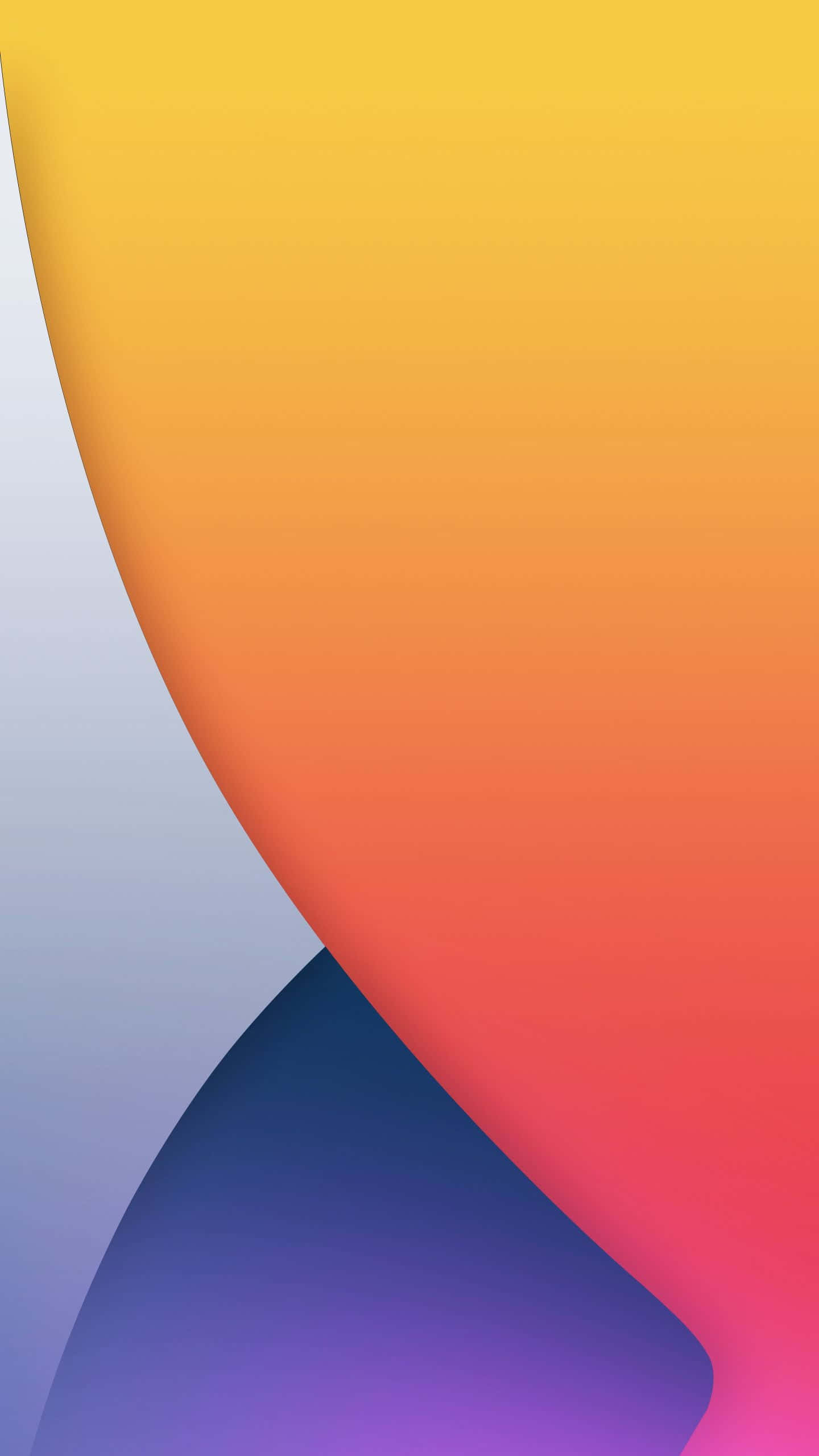 iOS 14 桌布 壁紙 — 充滿活力的抽象牆紙，帶有黃色、橙色、紅色、紫色和藍色的流暢漸變，呈現平滑彎曲的形狀。