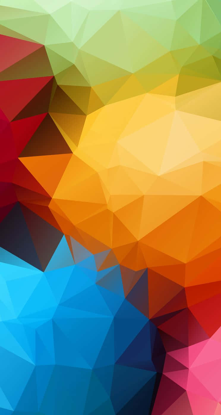 Yellow Geometric 桌布 壁紙 — 充滿活力的抽象牆紙，色彩繽紛的幾何三角形融入平滑漸變中。